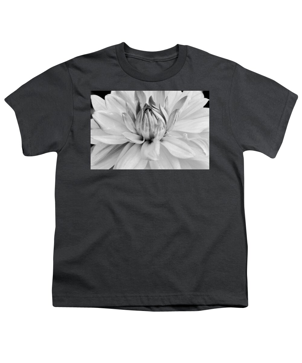 Flower Youth T-Shirt featuring the photograph Black and White Dahlia 3 by Amy Fose