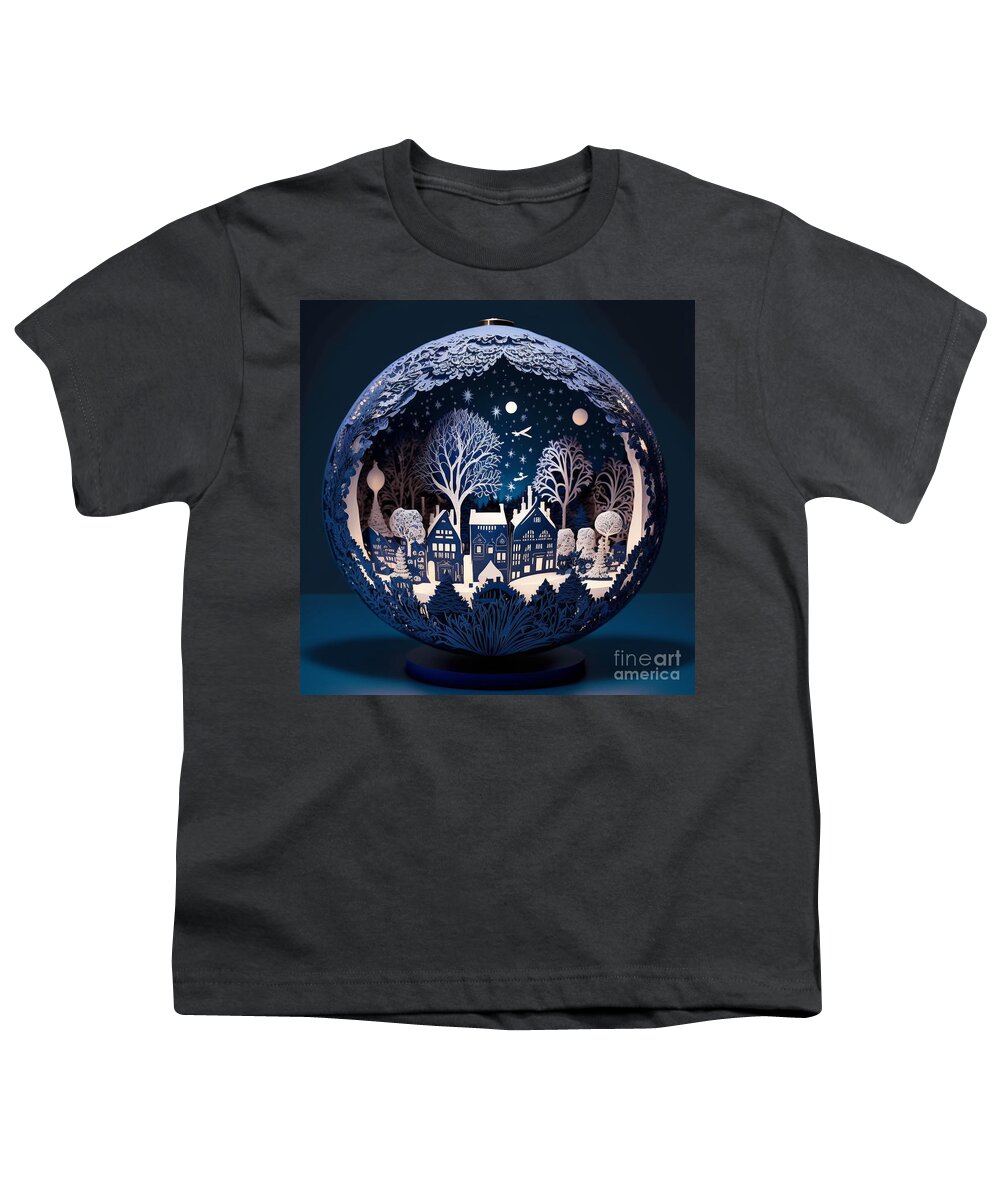 Blue Youth T-Shirt featuring the mixed media Blue Papercut Ornament by Jay Schankman