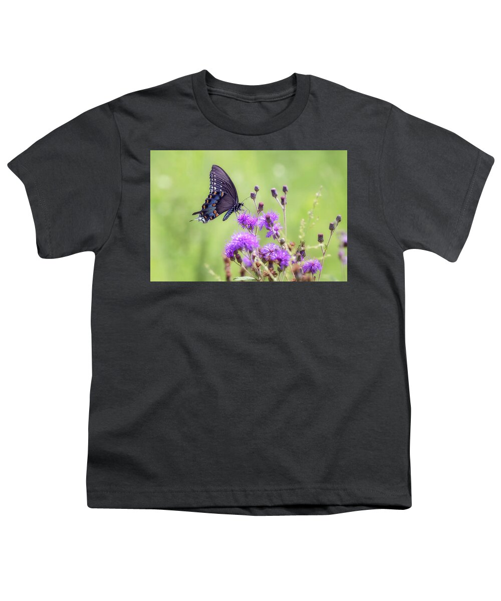 Butterfly Youth T-Shirt featuring the photograph Blue Swallowtail on Ironweed by Susan Rissi Tregoning