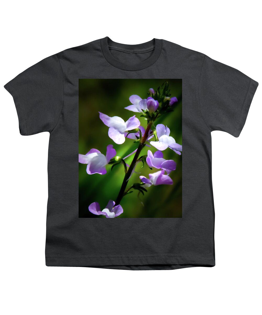 Nuttallanthus Canadensis Youth T-Shirt featuring the photograph Blue Toadflax by Gena Herro