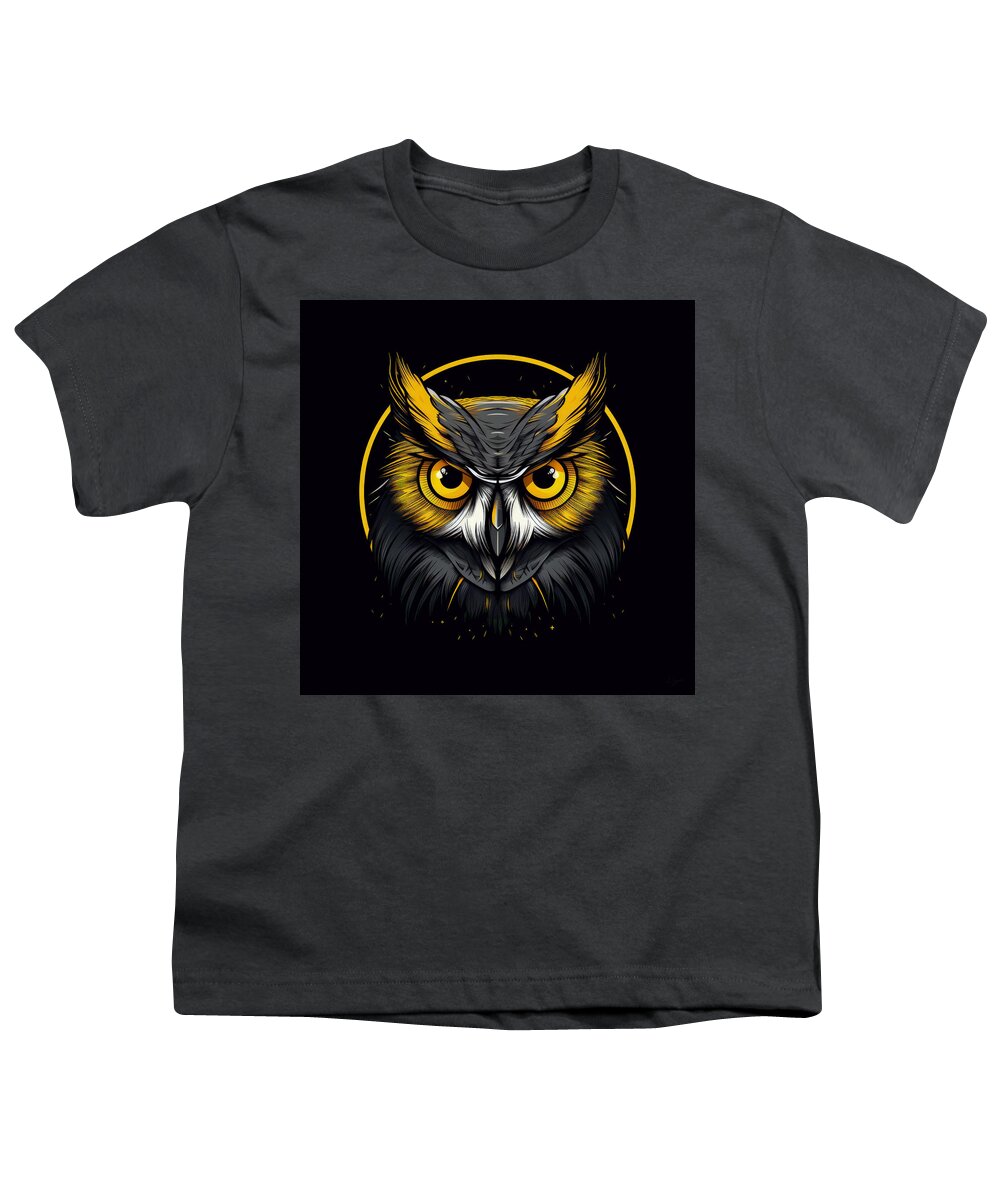 Owl Modern Art Youth T-Shirt featuring the painting Bold Black and Yellow Art by Lourry Legarde