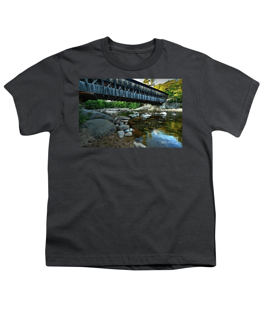 Albany Covered Bridge Youth T-Shirt featuring the photograph Bridge Over the Swift River by Steve Brown