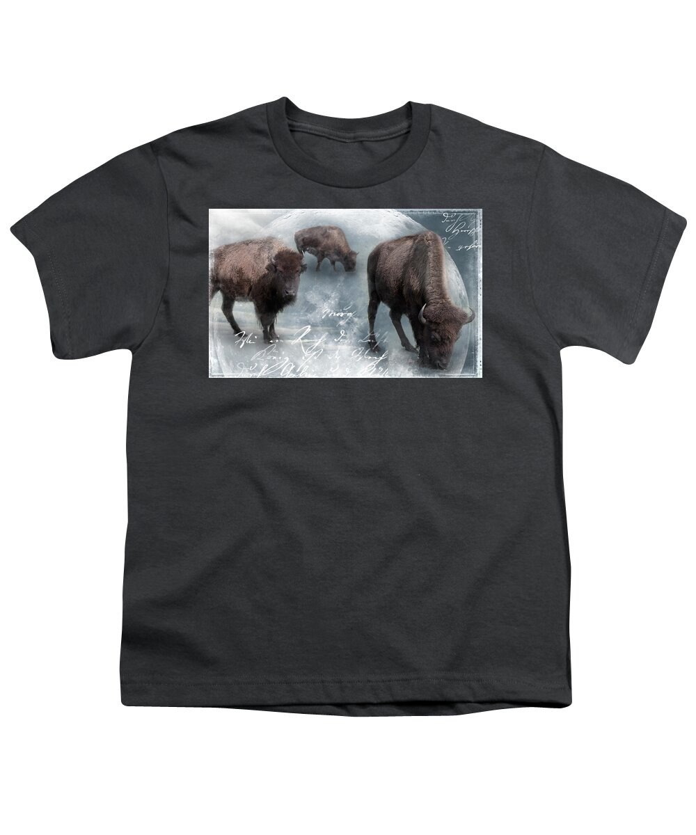 Background Youth T-Shirt featuring the photograph Buffalo White Moon by Evie Carrier