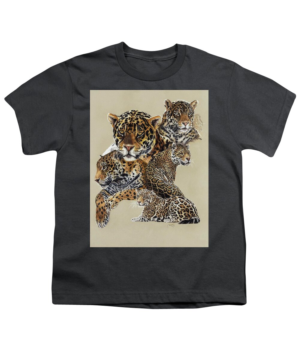 Jaguar Youth T-Shirt featuring the drawing Burn by Barbara Keith