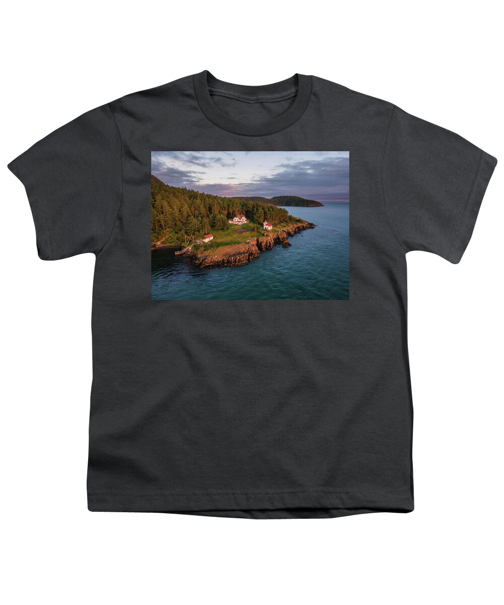 Lighthouse Youth T-Shirt featuring the photograph Burrows Island Sunset 2 by Michael Rauwolf
