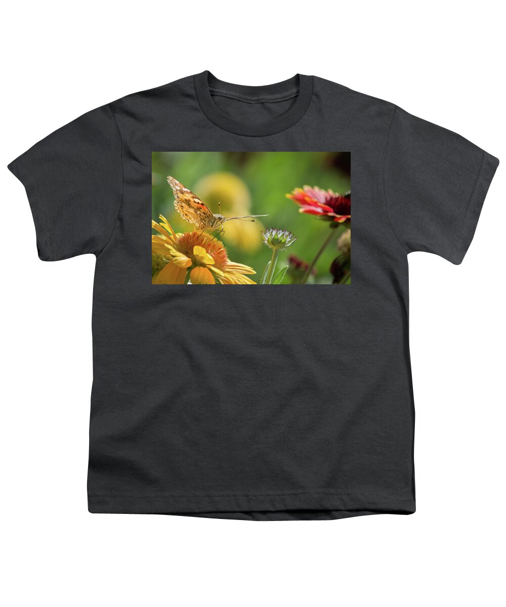 Butterfly Youth T-Shirt featuring the photograph Butterfly and Flower by Lisa Chorny