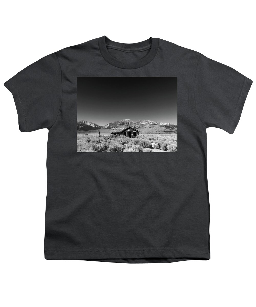 Black And White Youth T-Shirt featuring the photograph California Frontier Home by Kevyn Bashore