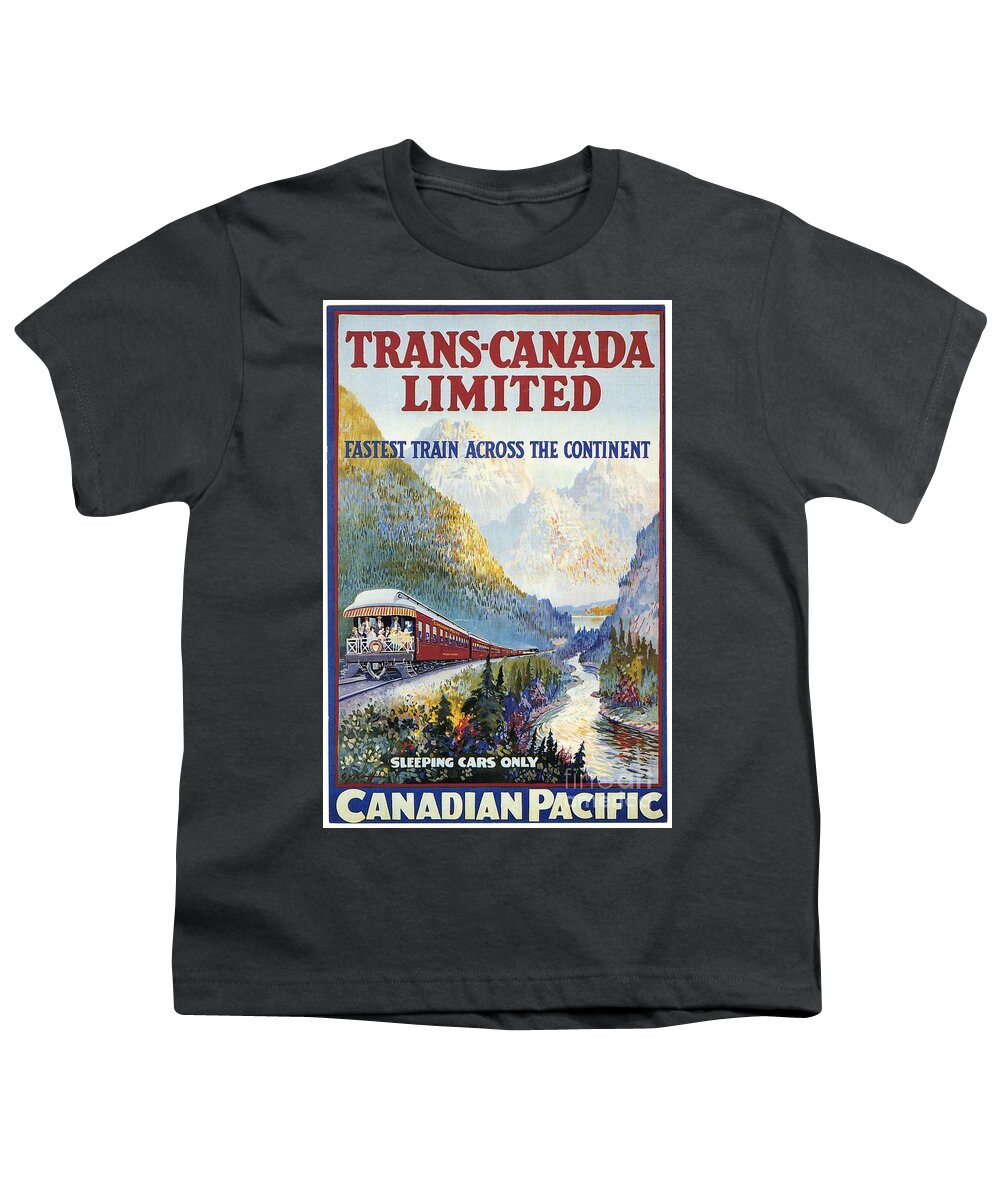 1924 Youth T-Shirt featuring the drawing Canadian Railroad Poster by Granger
