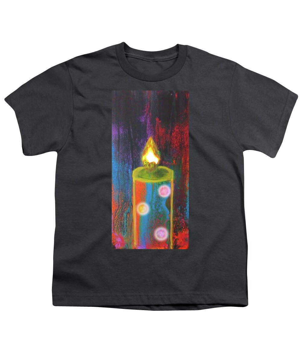 Candle Youth T-Shirt featuring the mixed media Candle In The Rain by Anna Adams