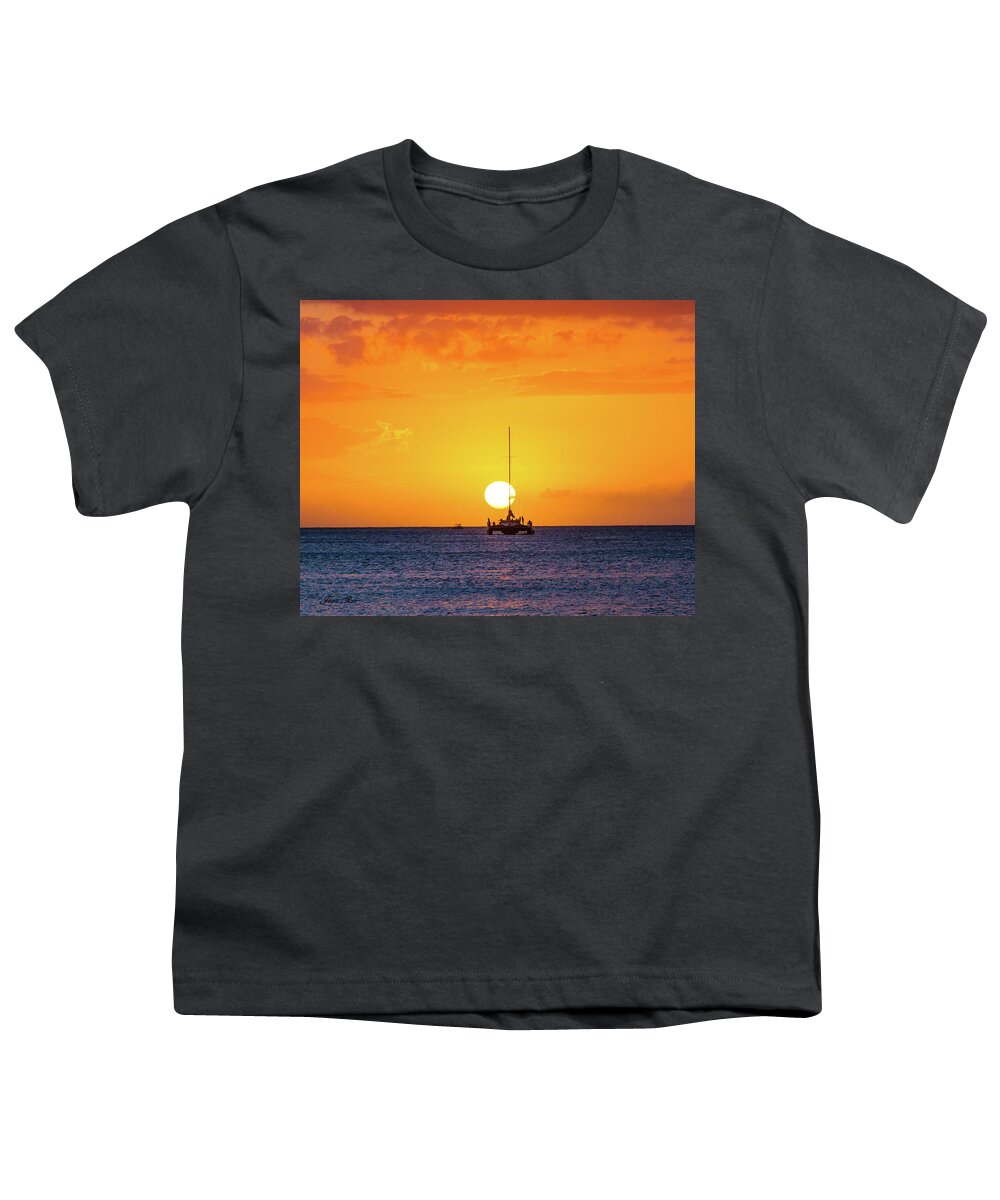 Jamaica Youth T-Shirt featuring the photograph Catamaran Sunset by Jana Rosenkranz