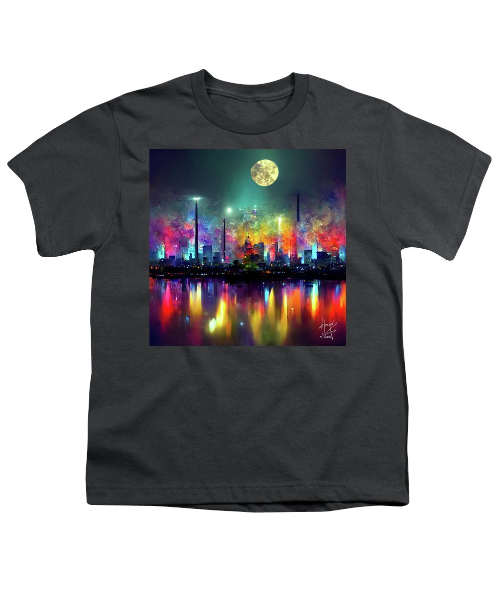 Futuristic City Youth T-Shirt featuring the digital art Celestial City 39 by DC Langer