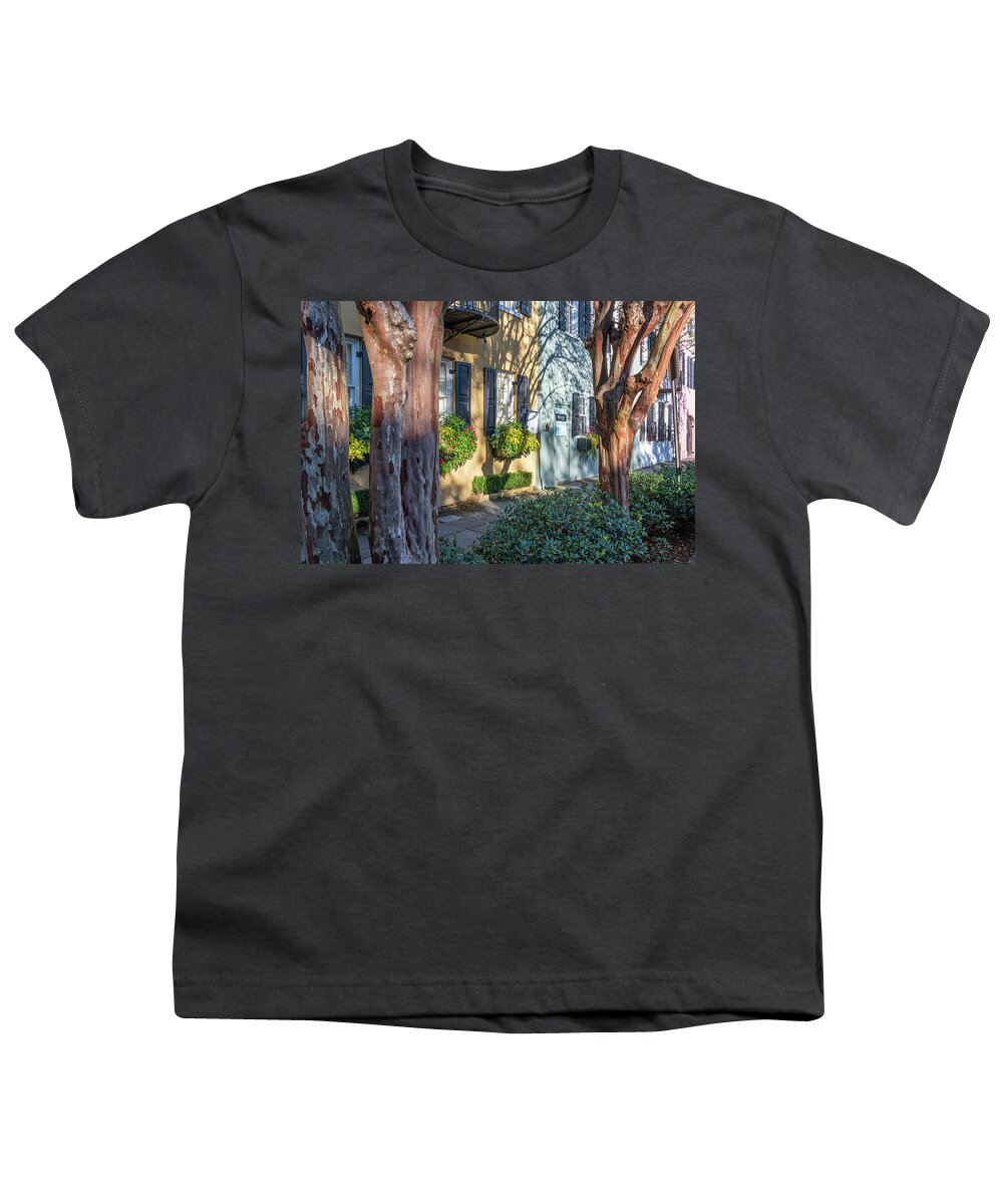 Charleston Youth T-Shirt featuring the photograph Charleston Rainbow Row by Douglas Wielfaert