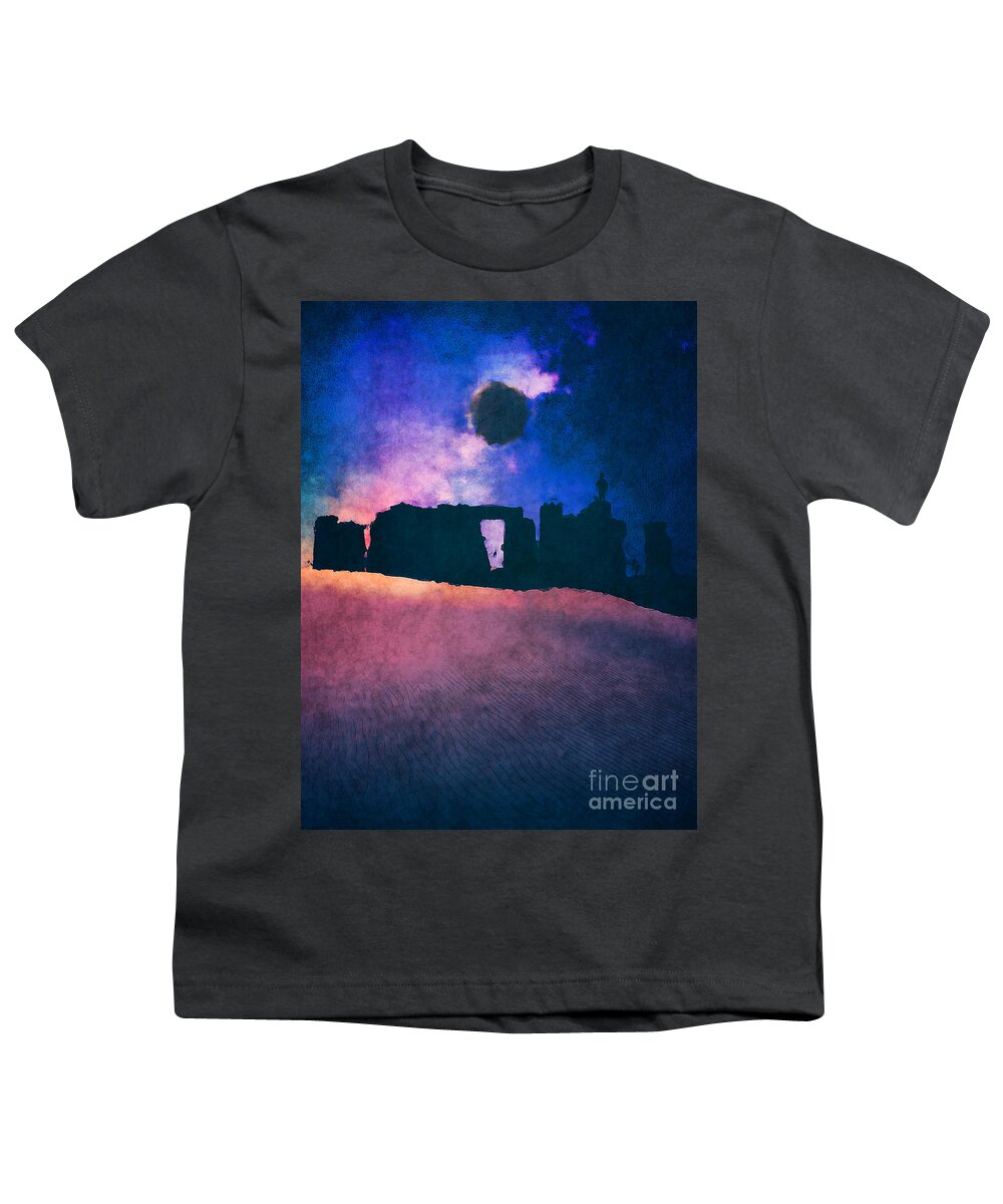 Stonehenge Youth T-Shirt featuring the digital art Child At Stonehenge by Phil Perkins