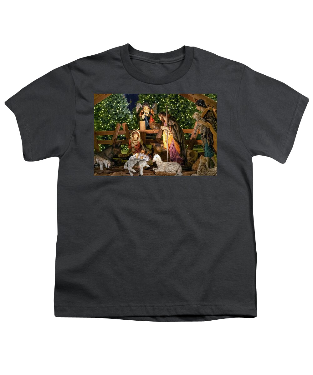Christmas Youth T-Shirt featuring the photograph Christmas Creche 2 by Bonnie Follett