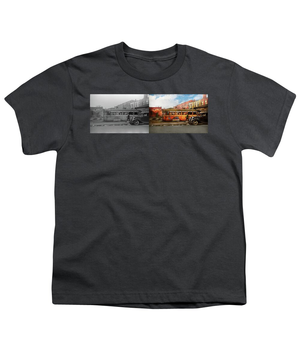 Chicago Youth T-Shirt featuring the photograph City - Chicago - Homade pies 5 cents 1941 - Side by Side2 by Mike Savad