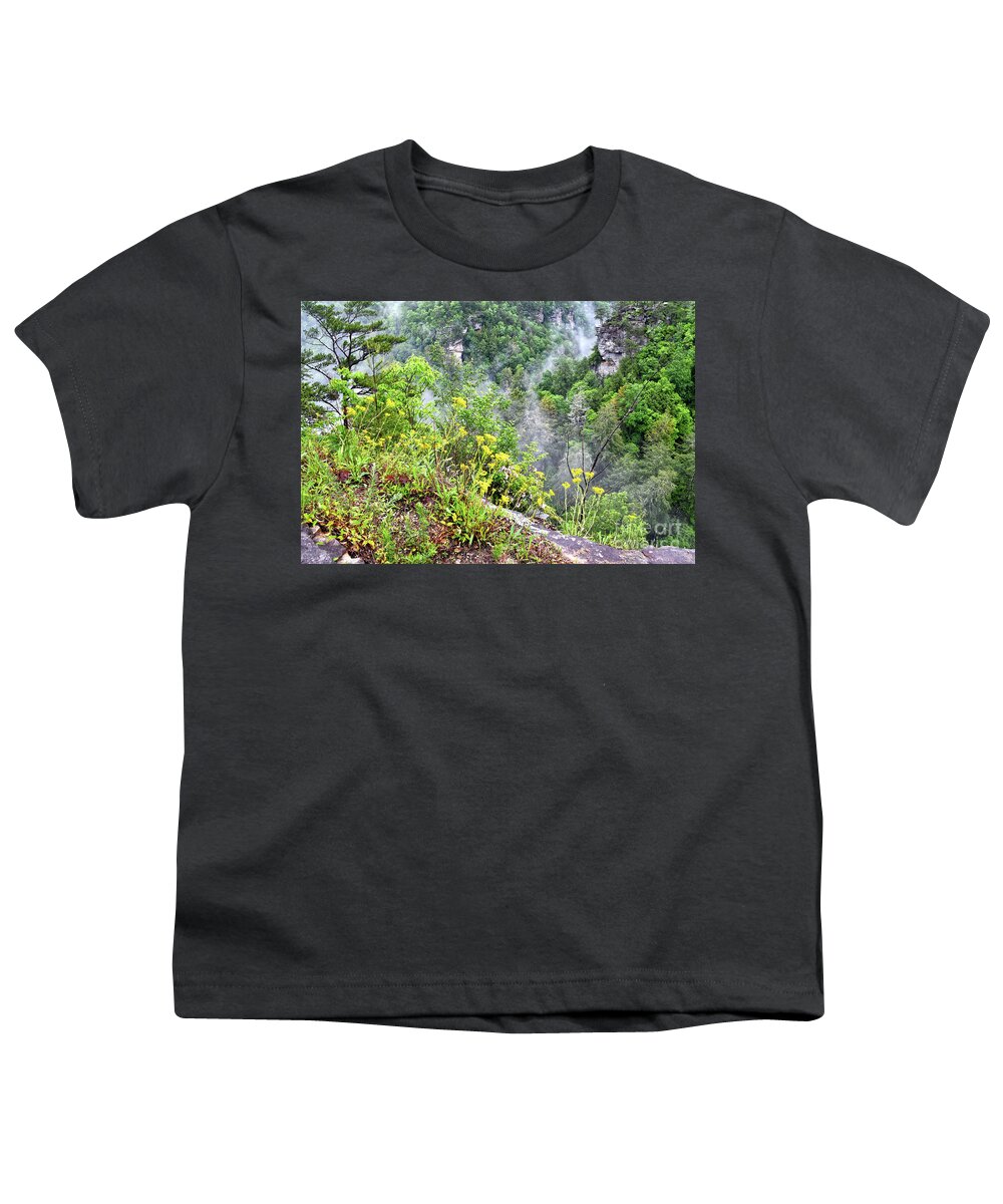 Fog Youth T-Shirt featuring the photograph Cliff Flowers by Phil Perkins