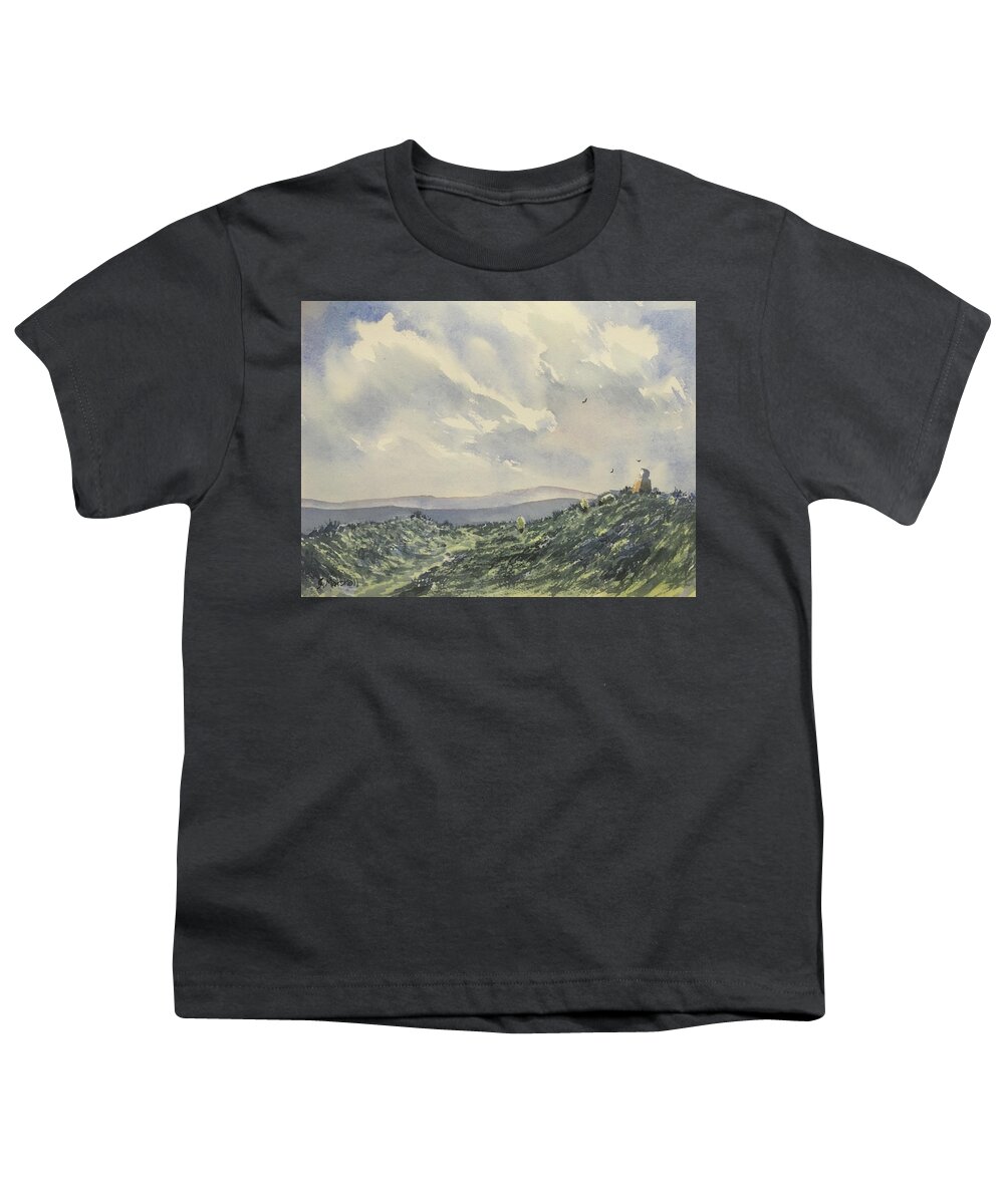 Watercolour Youth T-Shirt featuring the painting Cloudy Skies over Fat Betty by Glenn Marshall