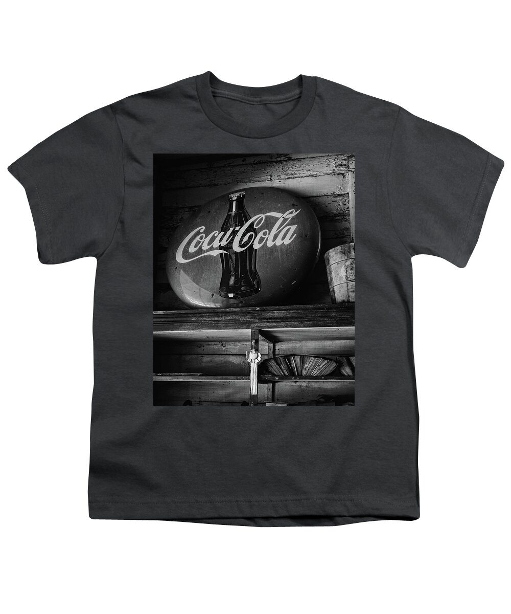 B&w Youth T-Shirt featuring the photograph Coca-Cola by Mike Schaffner