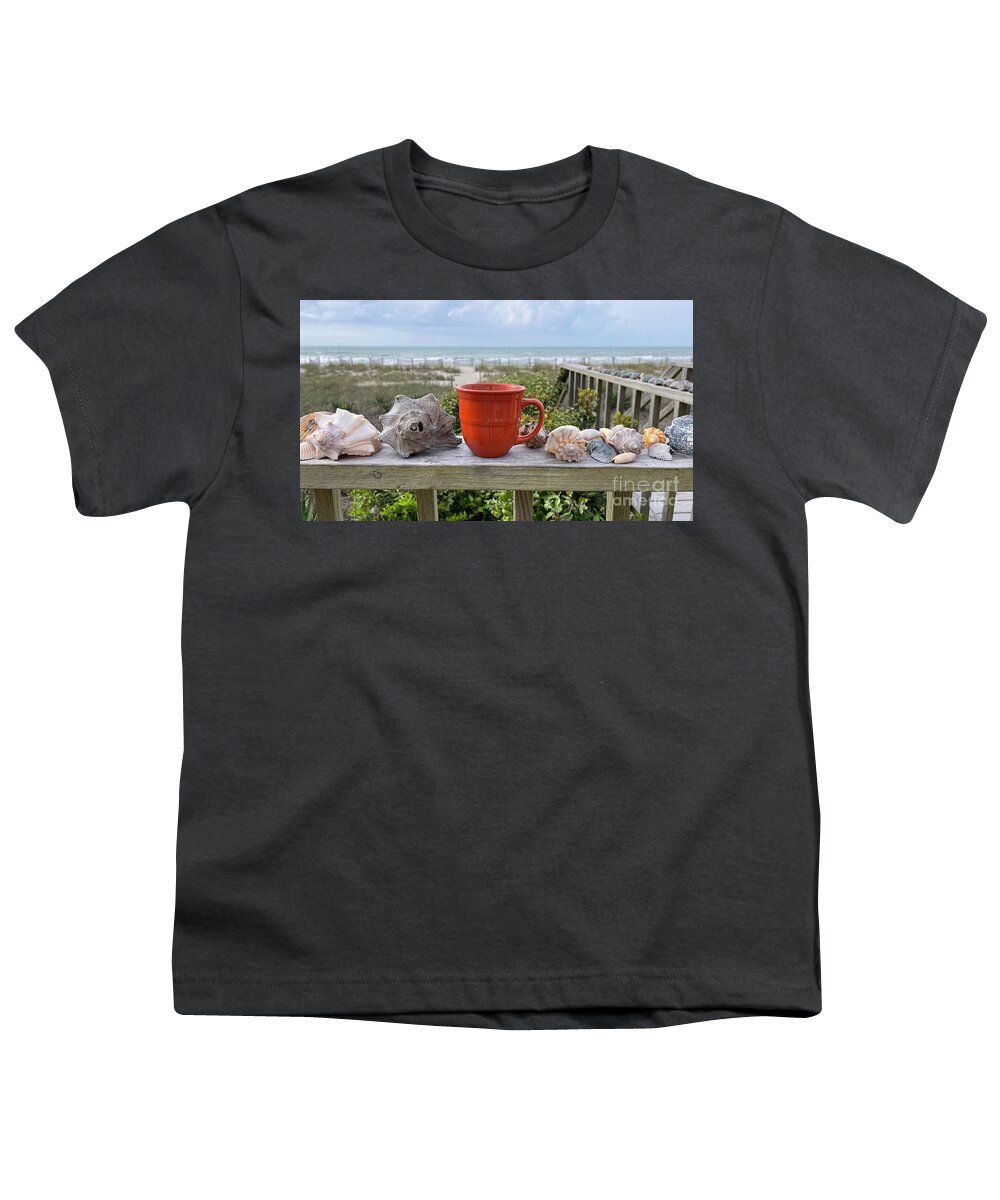 Coffee Youth T-Shirt featuring the photograph Coffee at the Beach 7257 by Jack Schultz