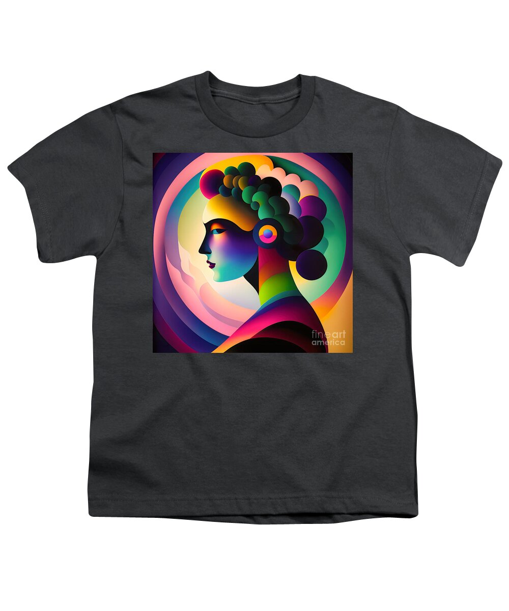 Portrait Youth T-Shirt featuring the digital art Colourful Abstract Portrait - 14 by Philip Preston