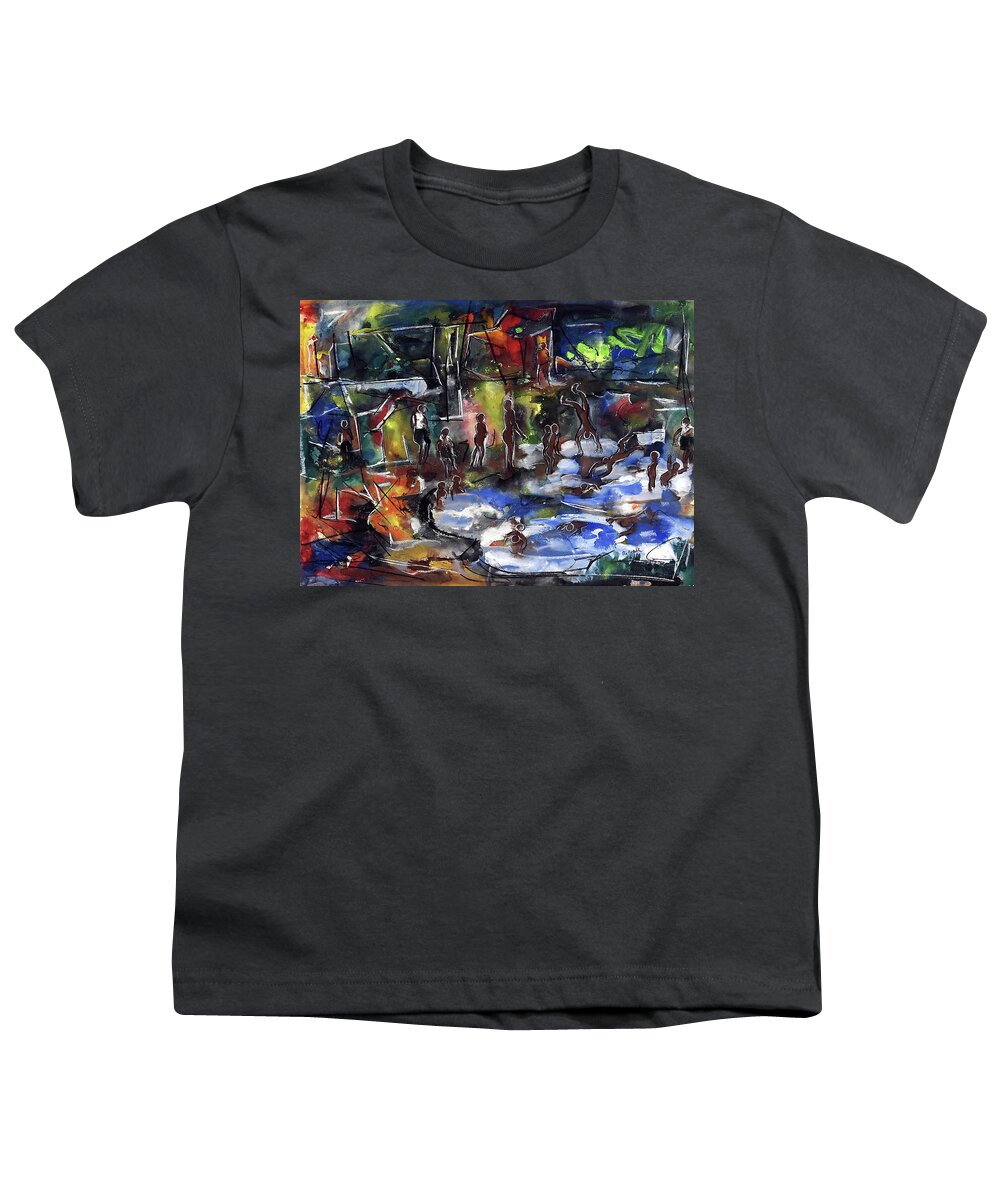 African Art Youth T-Shirt featuring the painting Cooling Off by Eli Kobeli 1932-1999