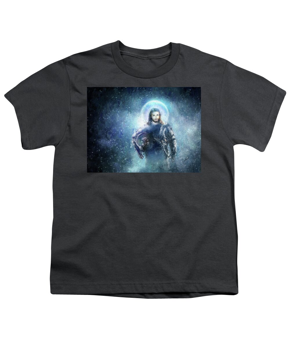 Cosmic Buddha Youth T-Shirt featuring the painting Spaceman - original artwork by Vart by Vart