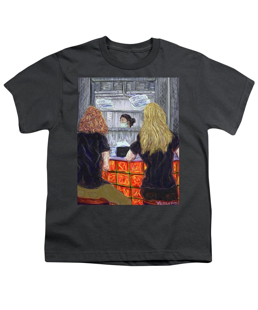 Restaurant Youth T-Shirt featuring the digital art Counter Service by Angela Weddle