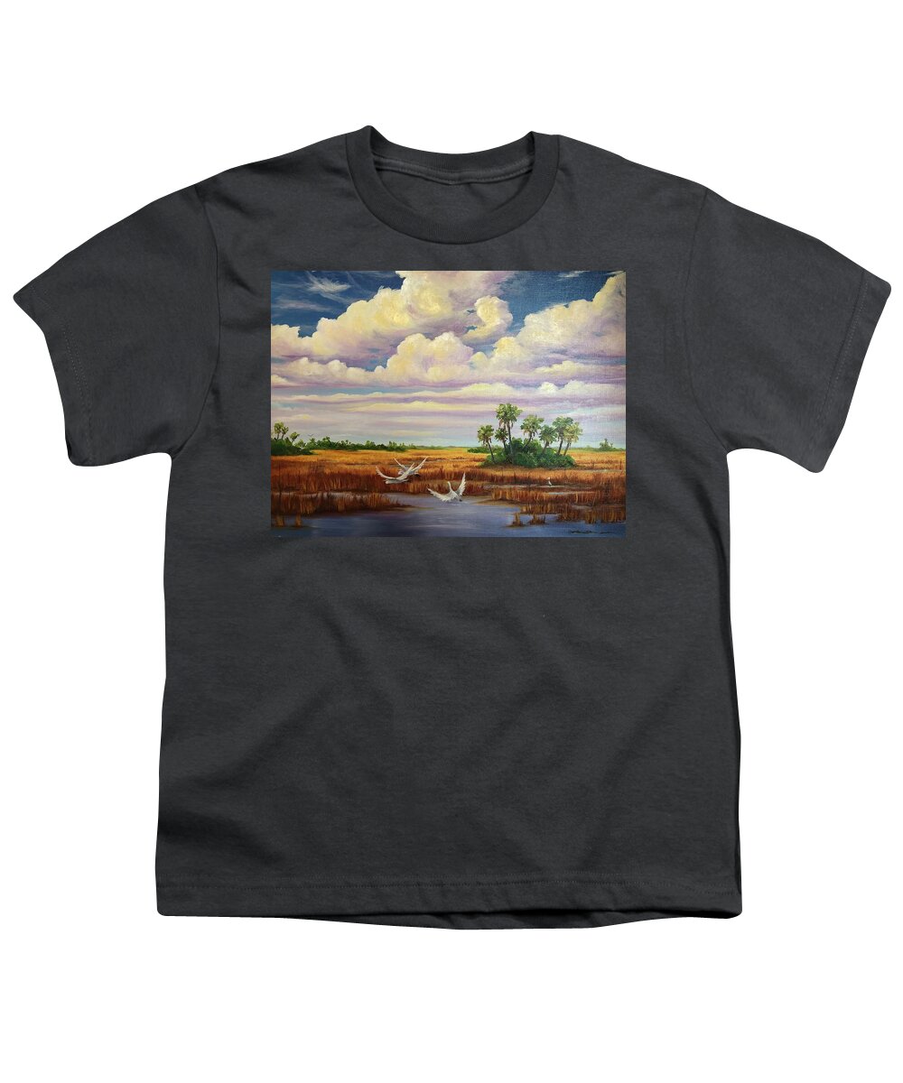 Florida Swamp Youth T-Shirt featuring the painting Country ride 441 by Michell Givens