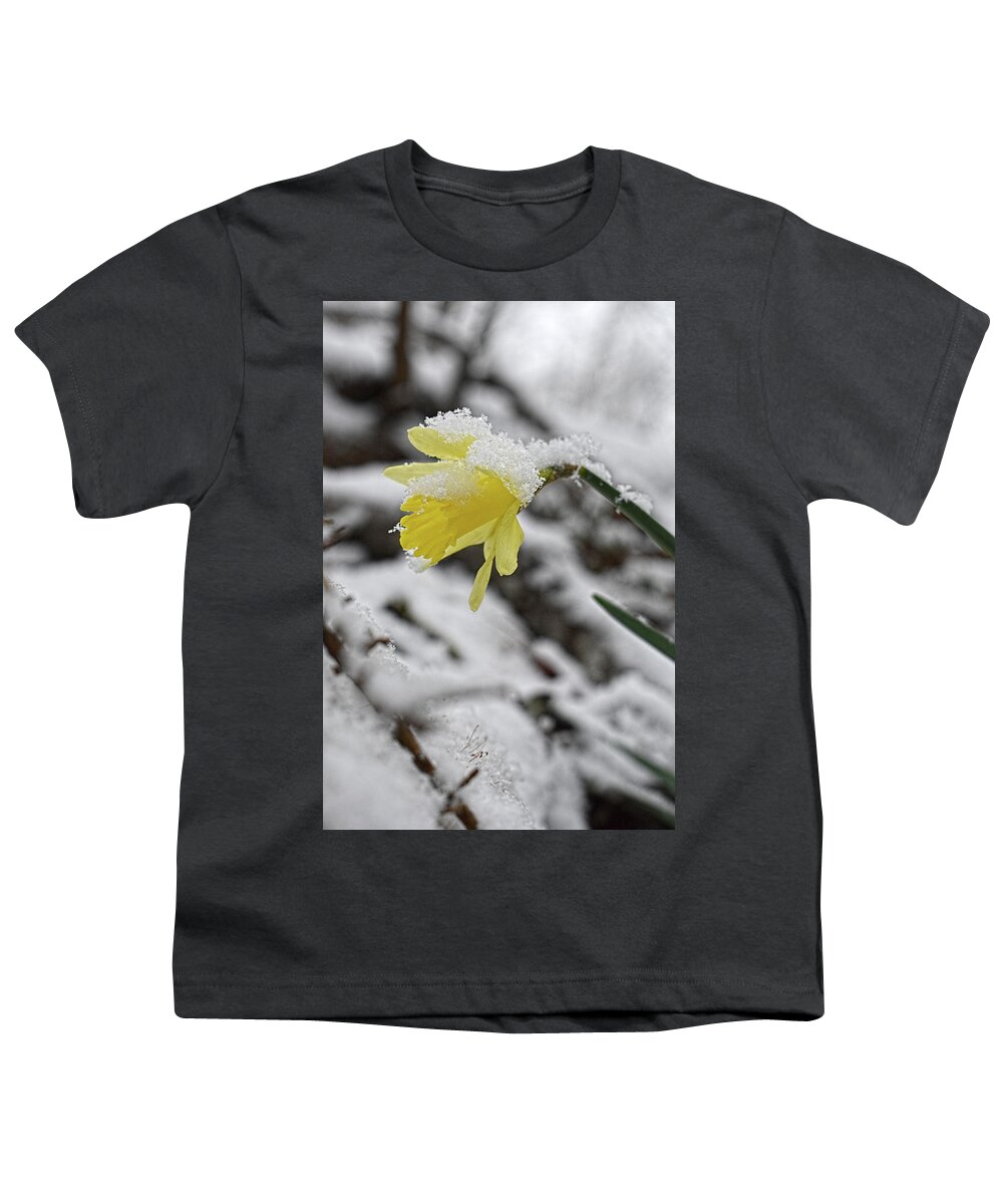 Daffodil Youth T-Shirt featuring the photograph Daffodil in Winter by Jason Bohannon