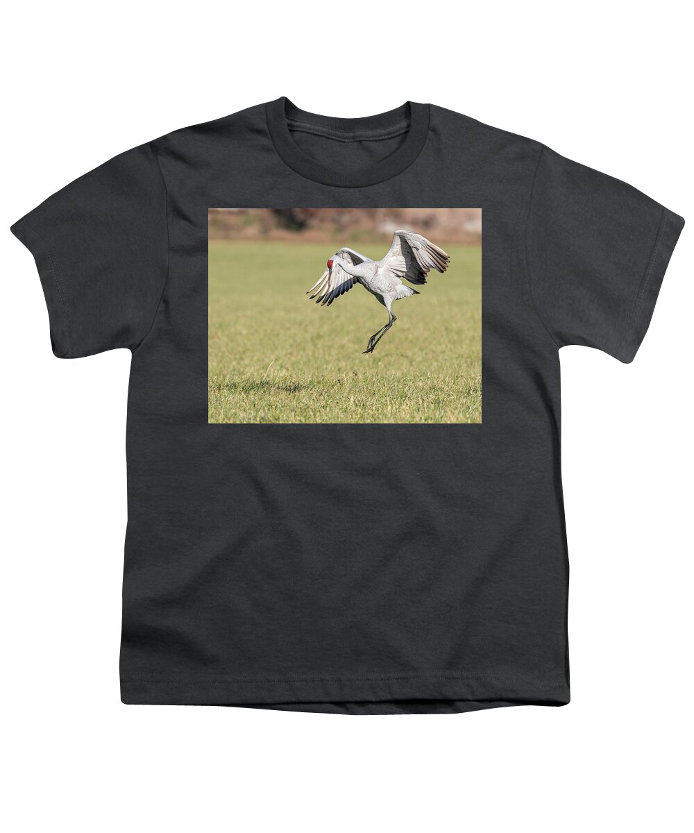 Sandhill Crane Youth T-Shirt featuring the photograph Dancing 2020-1 by Thomas Young