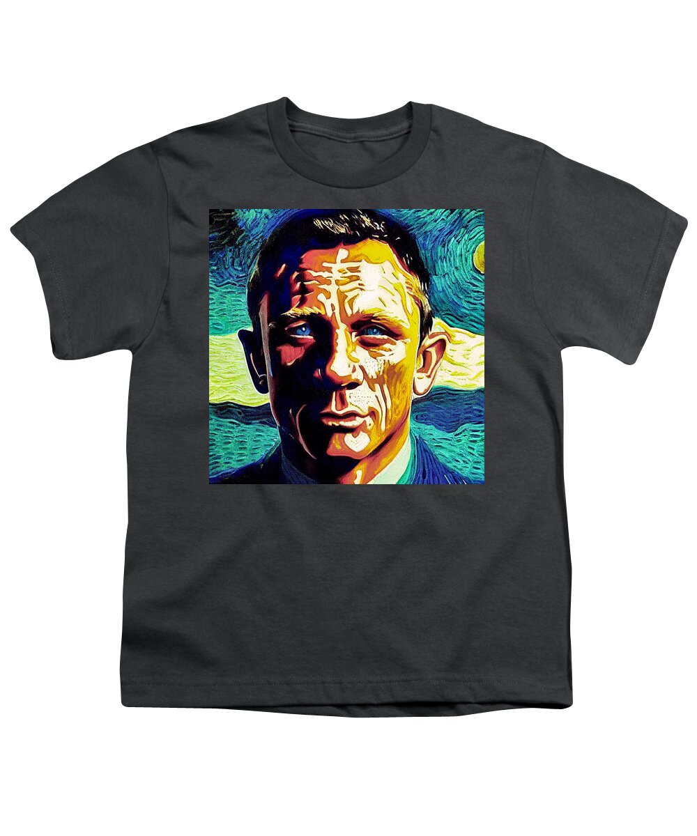 Daniel Craig 007 Youth T-Shirt featuring the digital art Daniel Craig 007 - v2 by Craig Boehman