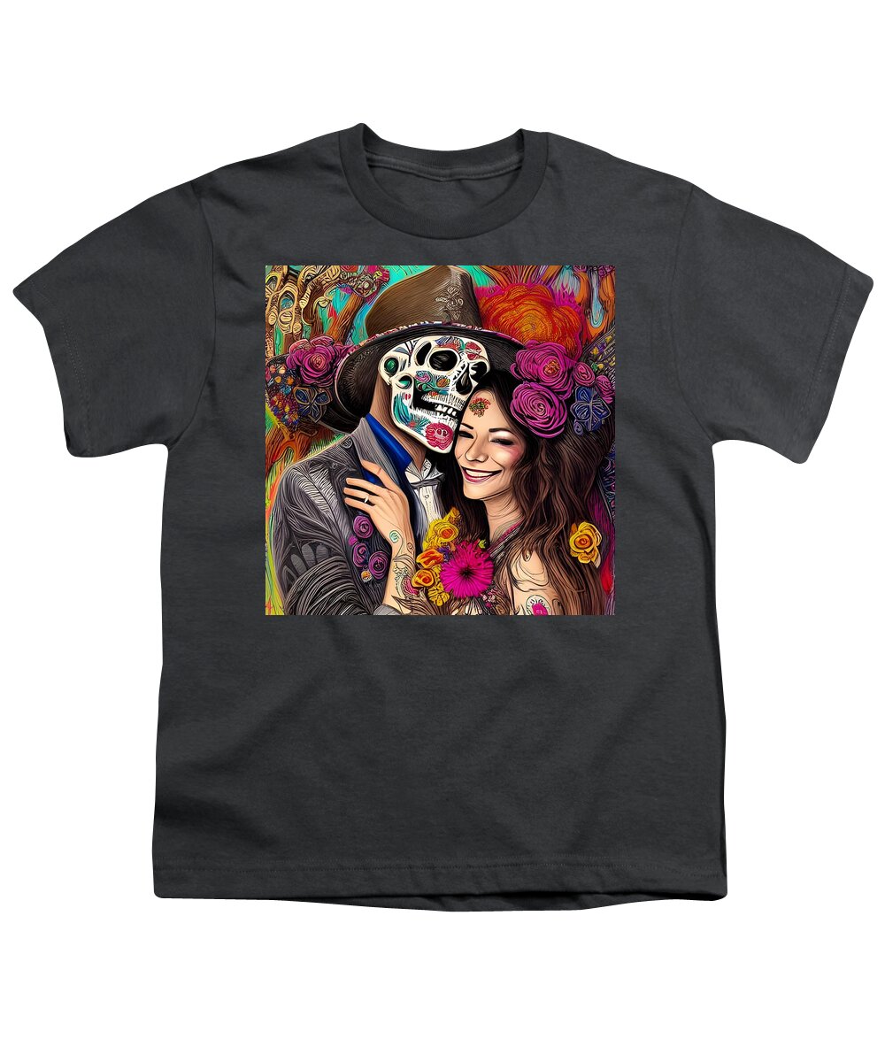 Digital Youth T-Shirt featuring the digital art Day of the Dead Reunion II by Beverly Read