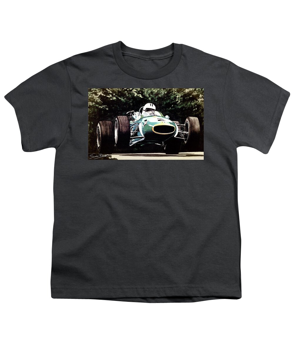 Denny Hulme Youth T-Shirt featuring the painting Denny Hulme by Simon Read