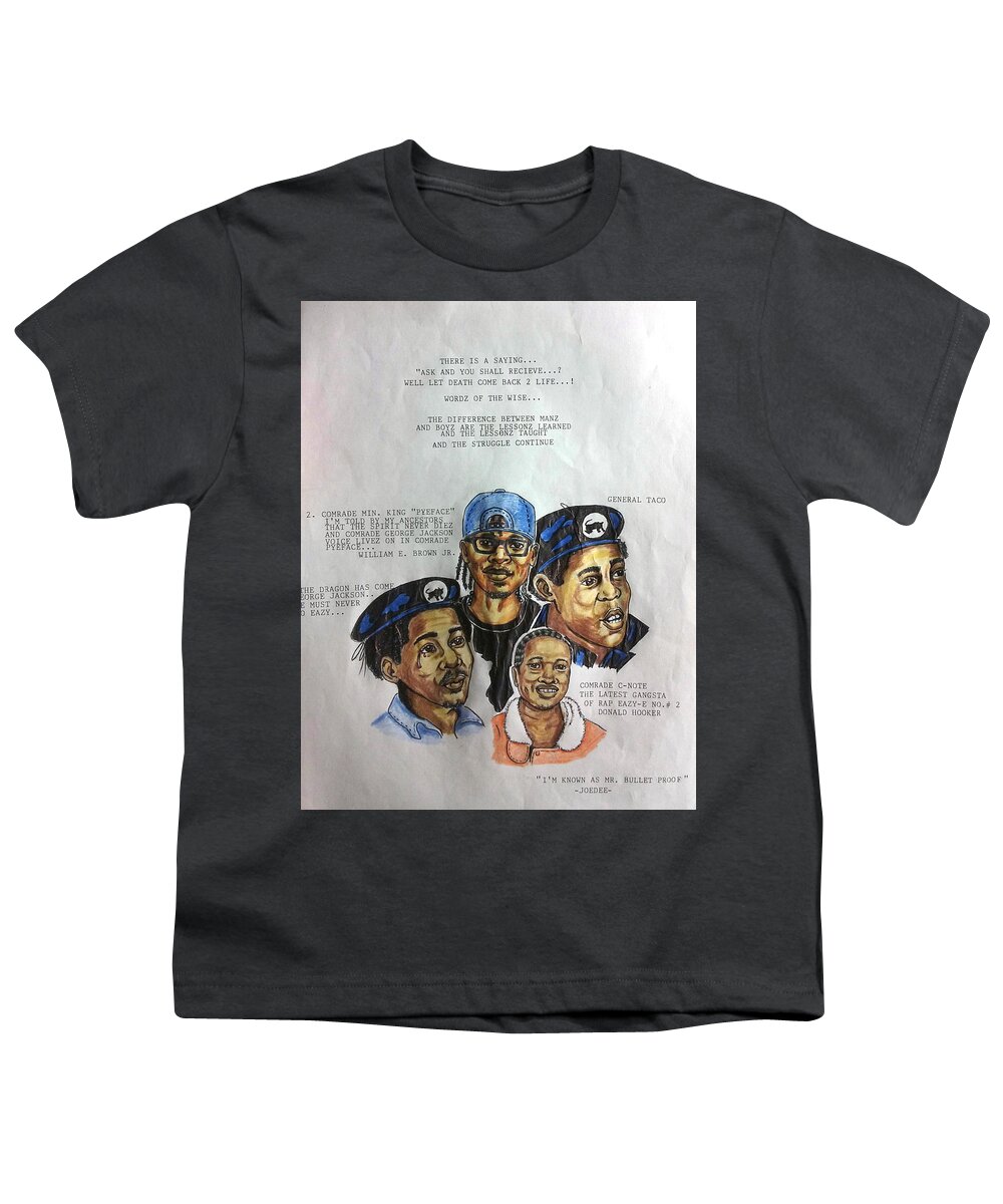 Black Art Youth T-Shirt featuring the drawing Difference Between Menz and Boyz by Joedee