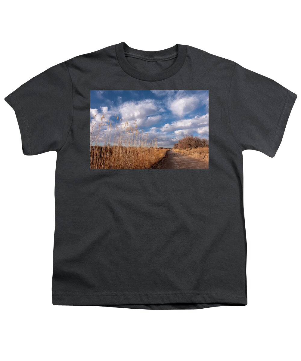 New Mexico Youth T-Shirt featuring the photograph Dirt Road near Abeytas New Mexico by Mary Lee Dereske