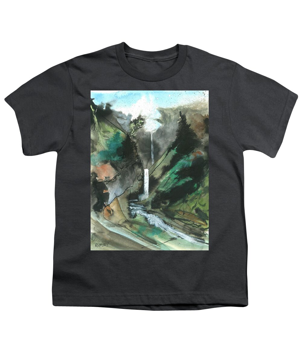 Rhodes Rumsey Youth T-Shirt featuring the painting Distant Falls by Rhodes Rumsey