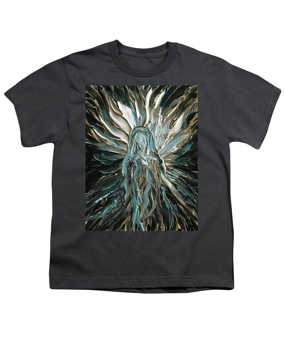 Abstract Youth T-Shirt featuring the painting Divine Mother Silver by Michelle Pier