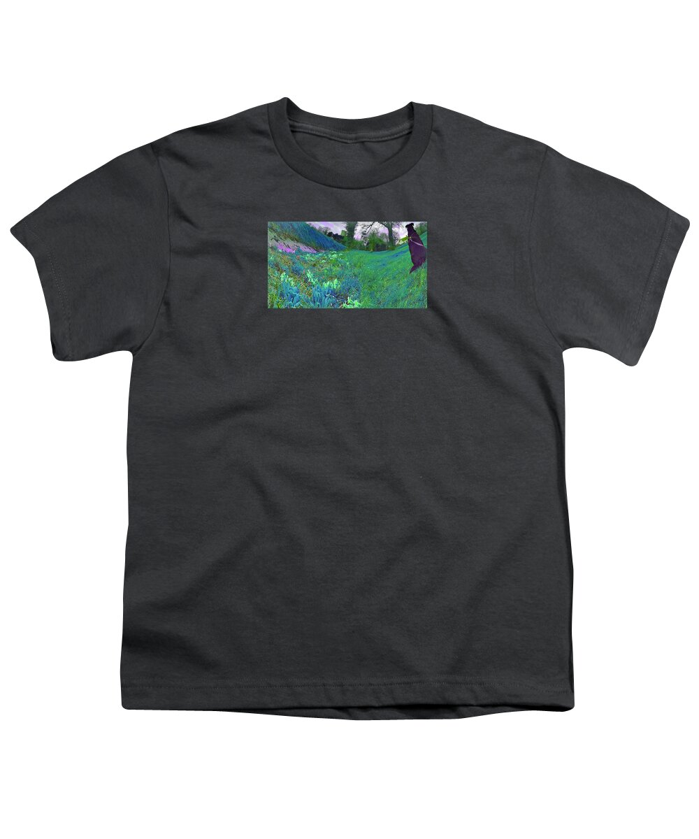 Teal Youth T-Shirt featuring the photograph Dog Walk Dreamscape In Spellbound Teal by Rowena Tutty