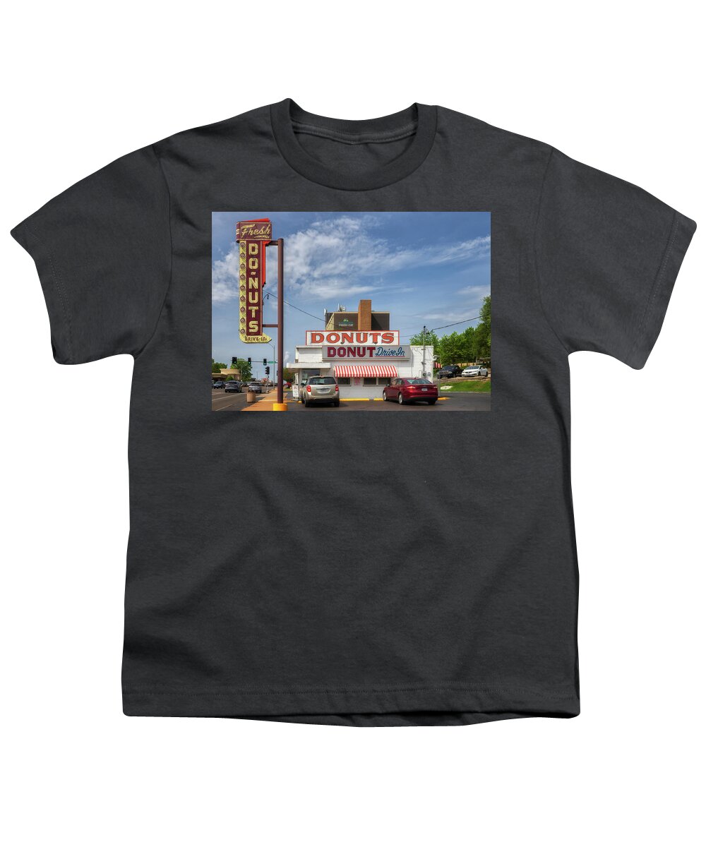 Route 66 Youth T-Shirt featuring the photograph Donut Drive In - Route 66 - St Louis by Susan Rissi Tregoning