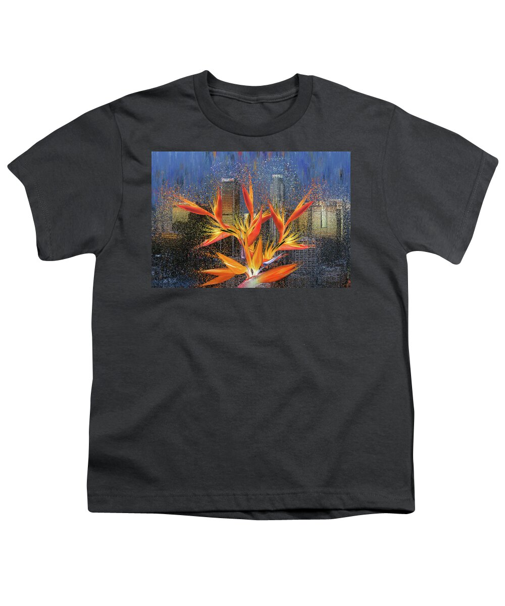 Los Angeles Youth T-Shirt featuring the digital art Downtown Los Angeles by Alex Mir