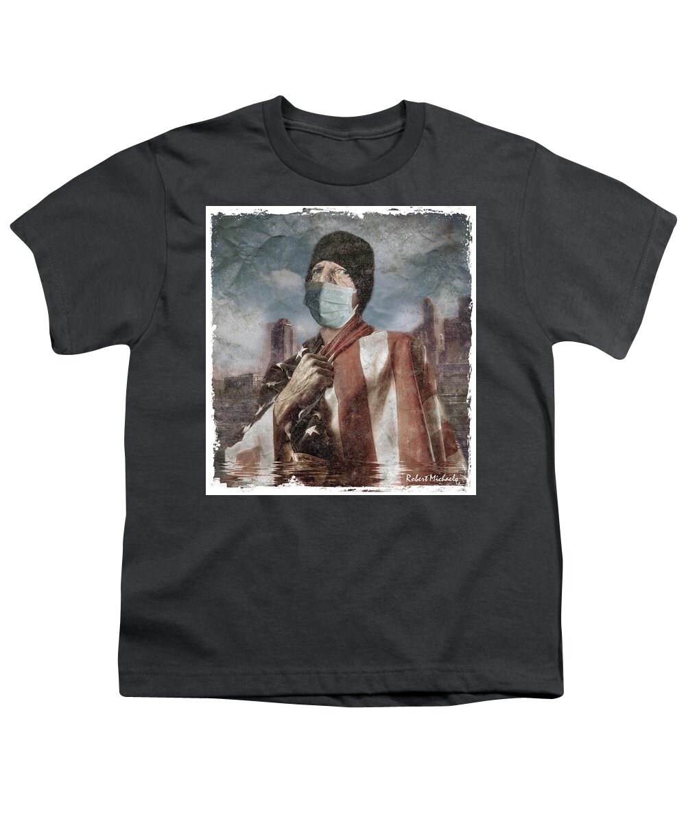 Mask Youth T-Shirt featuring the photograph Draped American Flag by Robert Michaels