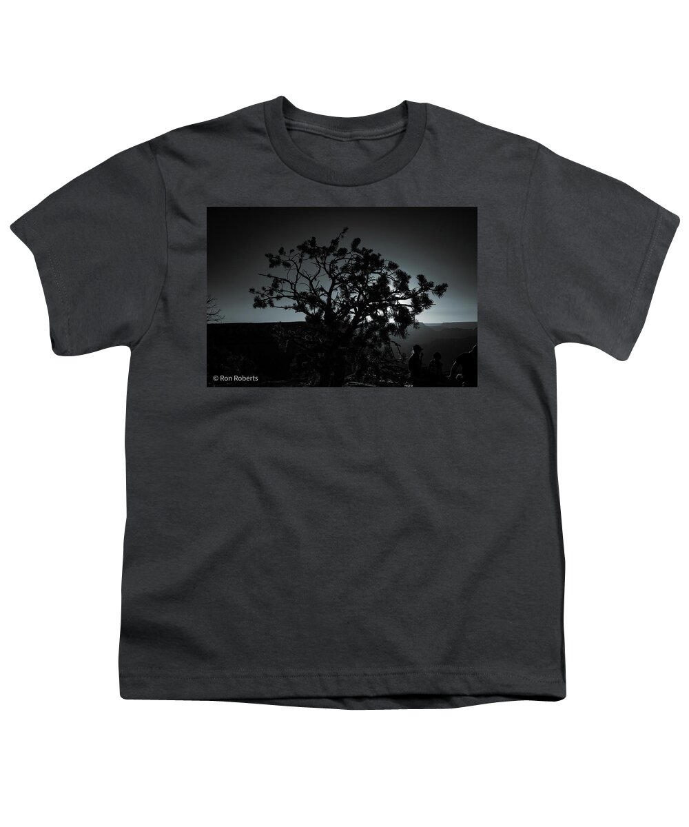 Black And White Photograph Youth T-Shirt featuring the photograph Sunset Grand Canyon by Ron Roberts