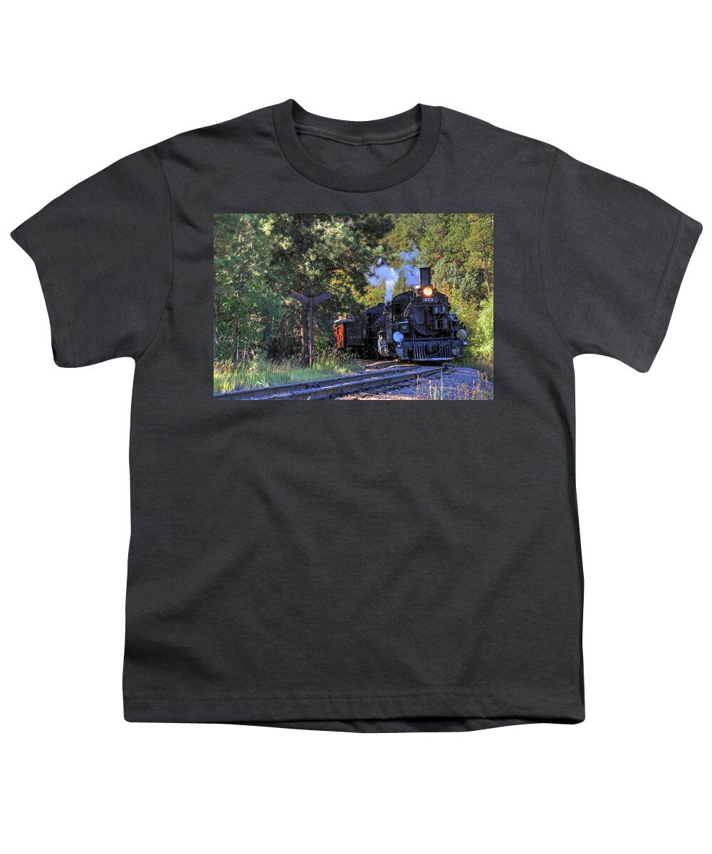 Fine Art Youth T-Shirt featuring the photograph Durango and Silverton Locomotive 473 by Robert Harris