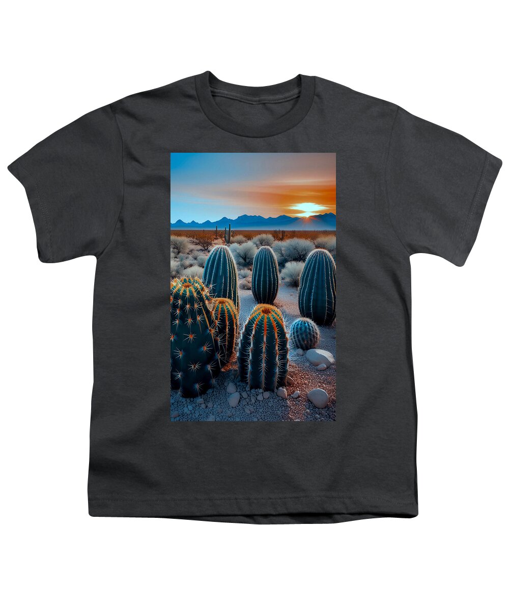 Southwestern Art Youth T-Shirt featuring the mixed media Dusky Southwestern Desert No2 by Bonnie Bruno