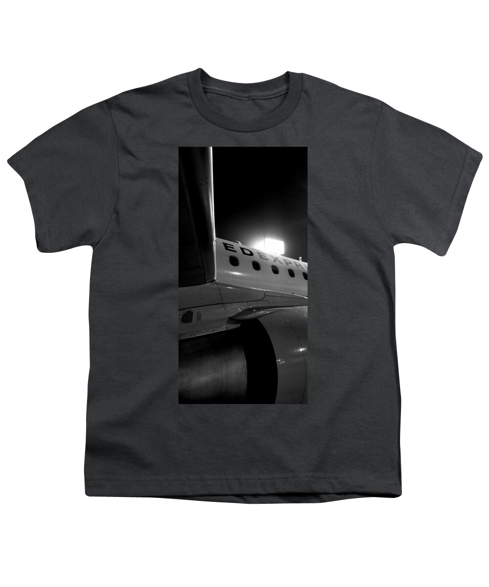 Airline Youth T-Shirt featuring the photograph E175 Waiting by Michael Hopkins