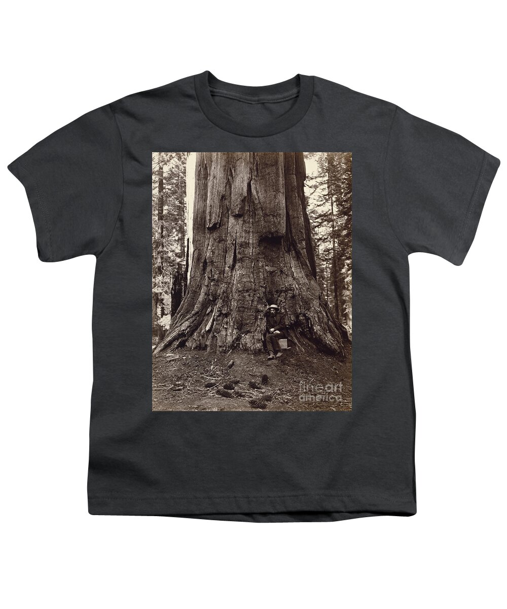 19th Youth T-Shirt featuring the photograph Eadweard Muybridge and General Grant Tree, c. 1864 by Getty Research Institute