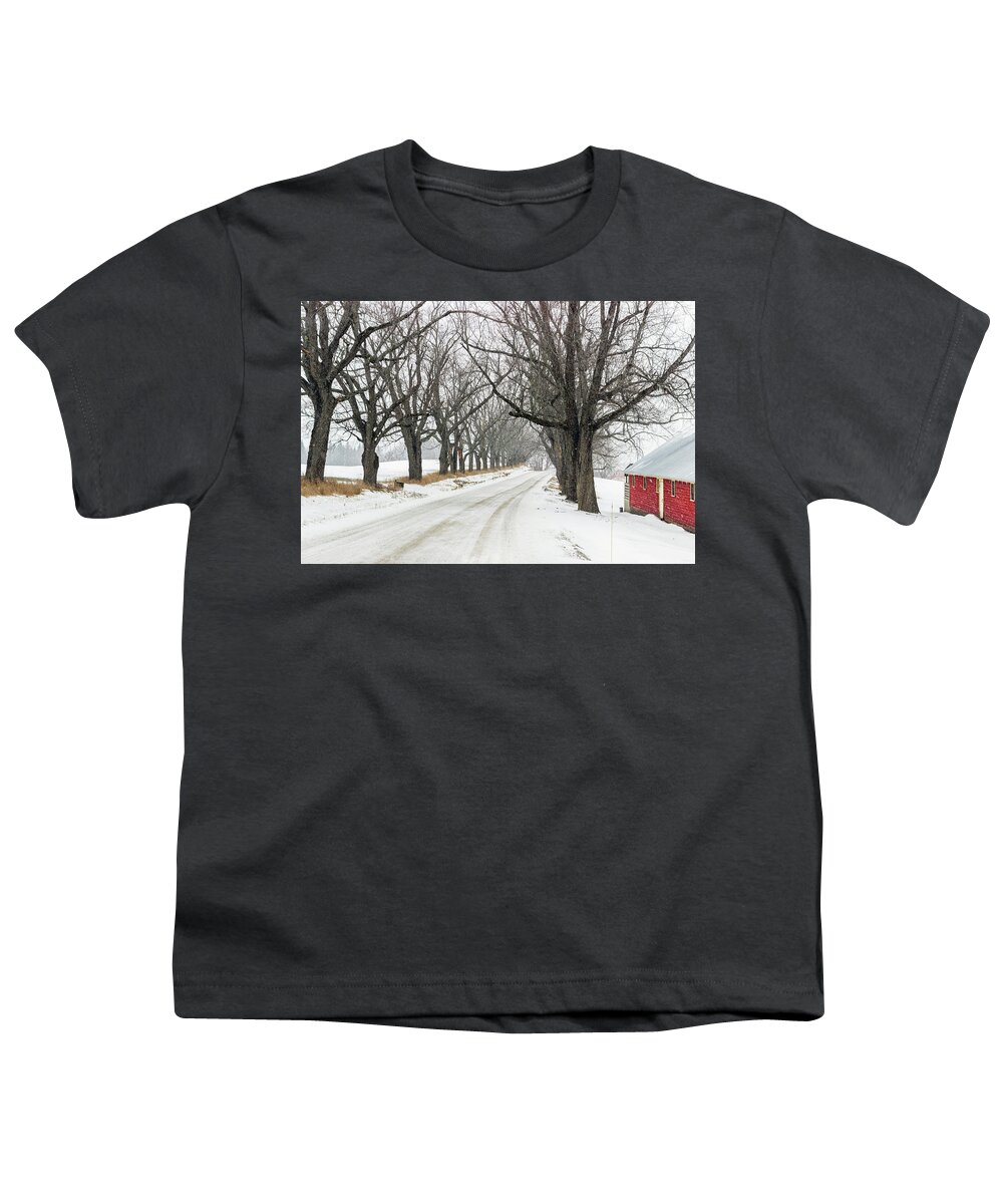Darling Hill Road Youth T-Shirt featuring the photograph Early Winter on Darling Hill Road - Lyndonvillle, Vermont by John Rowe
