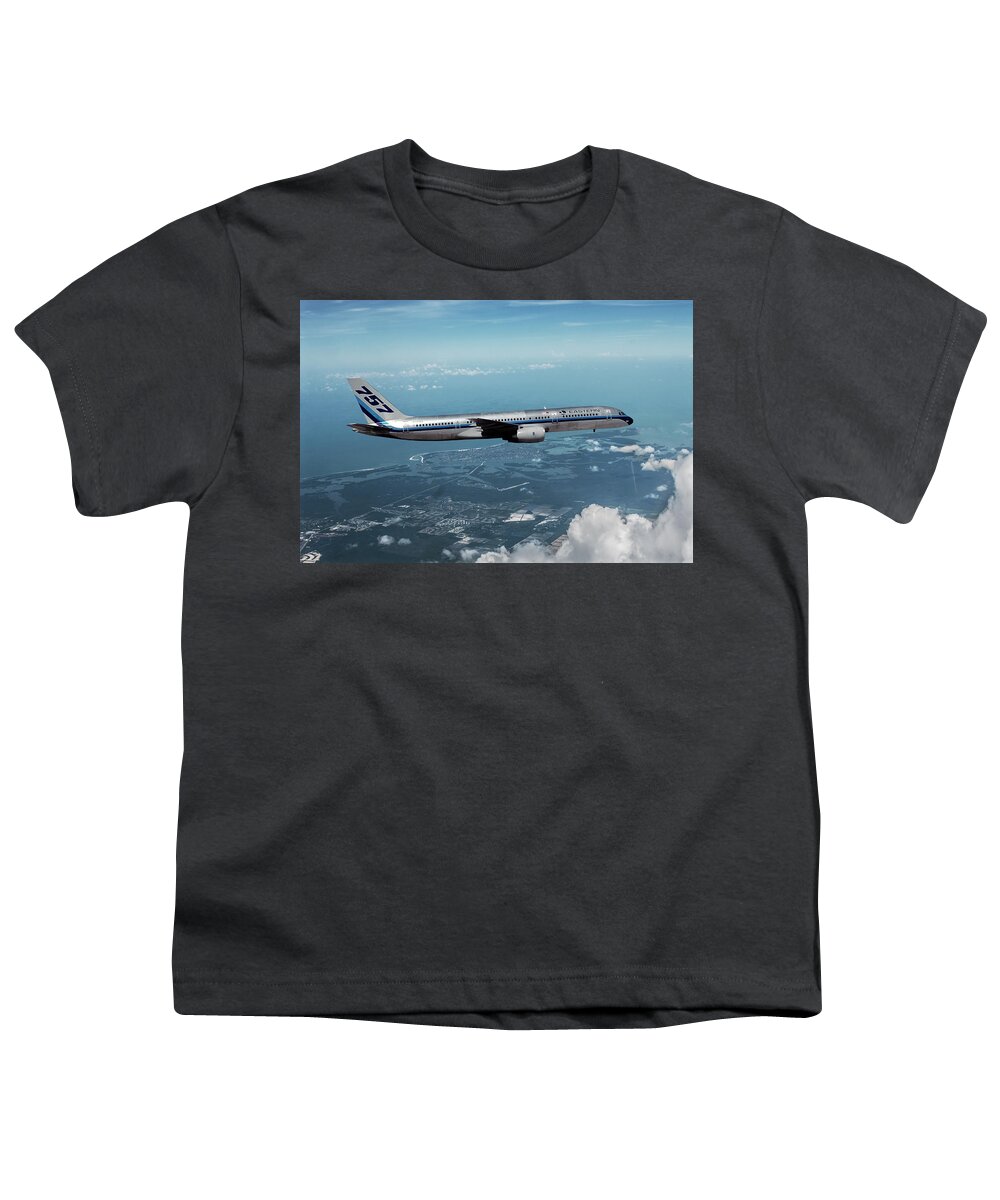 Eastern Airlines Youth T-Shirt featuring the mixed media Eastern Airlines Boeing 757-225 by Erik Simonsen