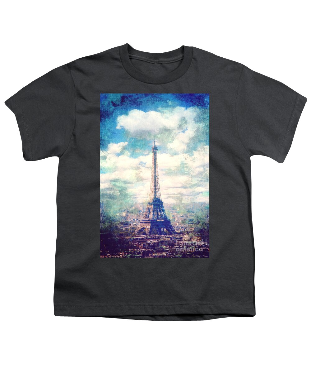 Eiffel Tower Youth T-Shirt featuring the digital art Eiffel Tower by Phil Perkins