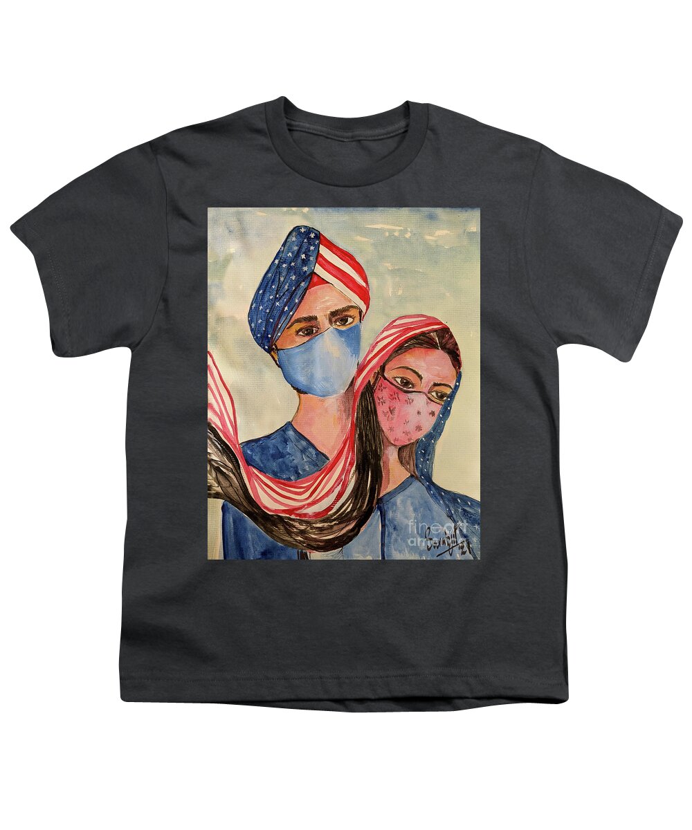 Freedom Youth T-Shirt featuring the painting Embracing freedom by Sarabjit Singh